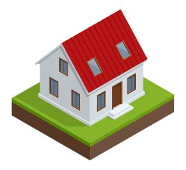Illustration of a house with windows installed.